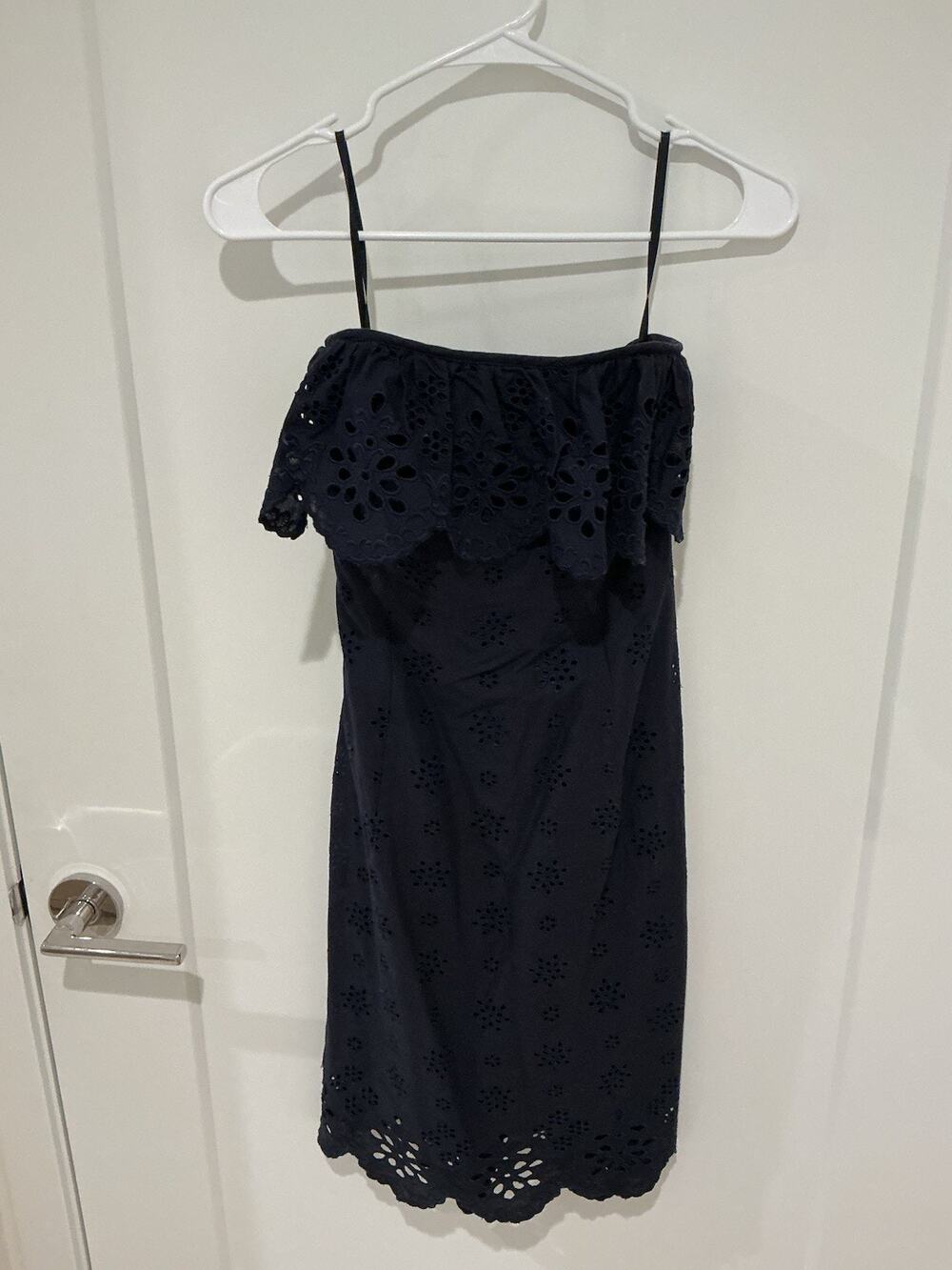 MILLY Navy Cotton Floral Strapless Mini Dress Women’s Size 4